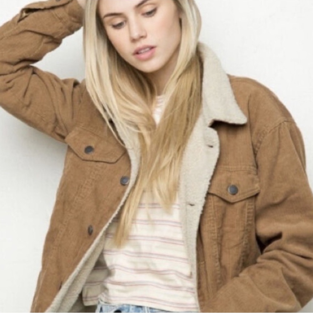 John Galt / Brandy Melville Corduroy Trucker Jacket Sherpa Fleece Lined